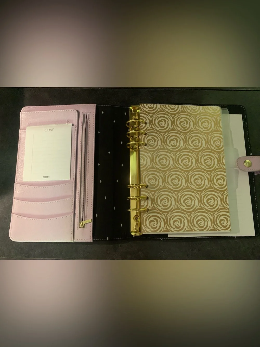 6 Ring Binder Planner with Gold Accents